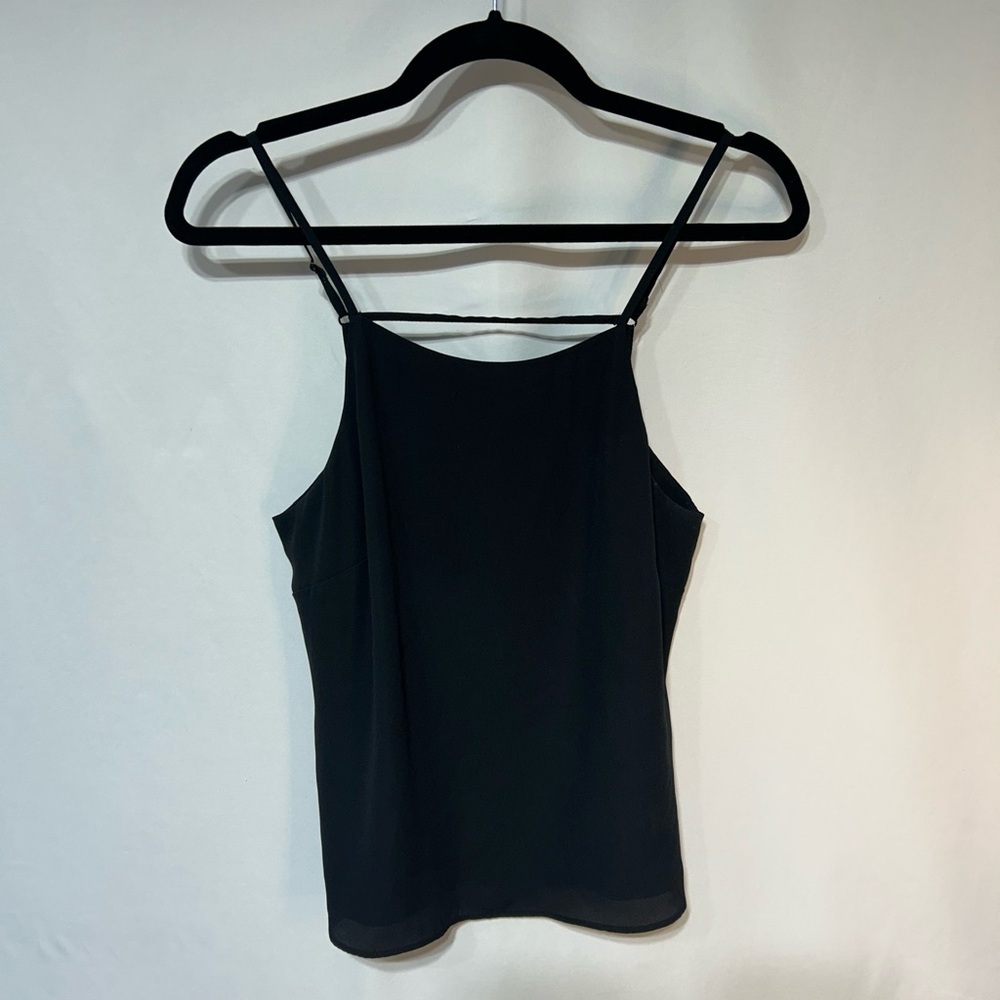 RW&CO woman’s tank blouse with cross strap detail. Black. Medium. Adjustable